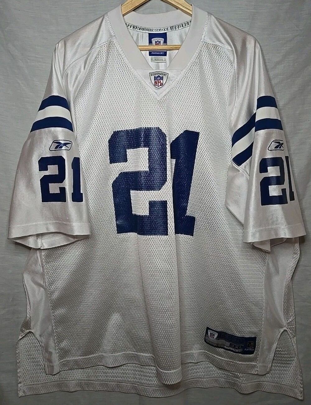 Bob Sanders NFL Sports Reebok On Field Blue On White Colts Jersey #21, Size 3XL